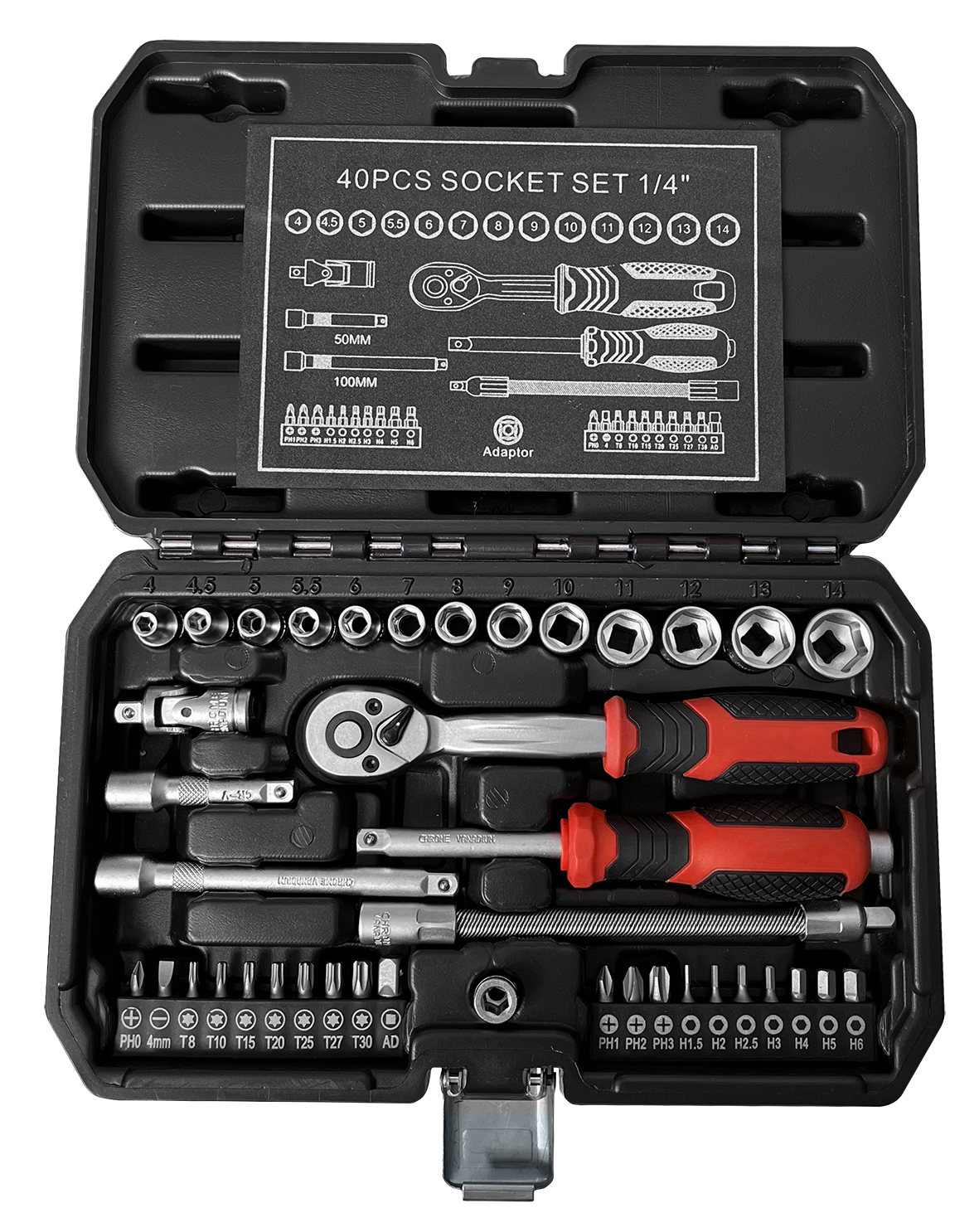 40 pcs socket set 1/4